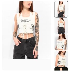 Broken Promises Lasso Cream halter/corset medium top (shorts sold separately)